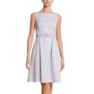 White House Black Market Polka Fit Flare Grey Sz4